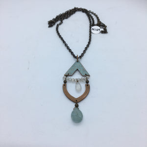 Alasha Lantinga - Necklace - "Milla Large" with Rainbow Quartz, Moonstone & Aquamarine