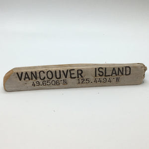Drift Roots - Driftwood Sign "Vancouver Island + latitude & longitude"
