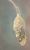 Ethan Taylor Designs - Pendant - Vintage silver plate, Feather with 3mm cz