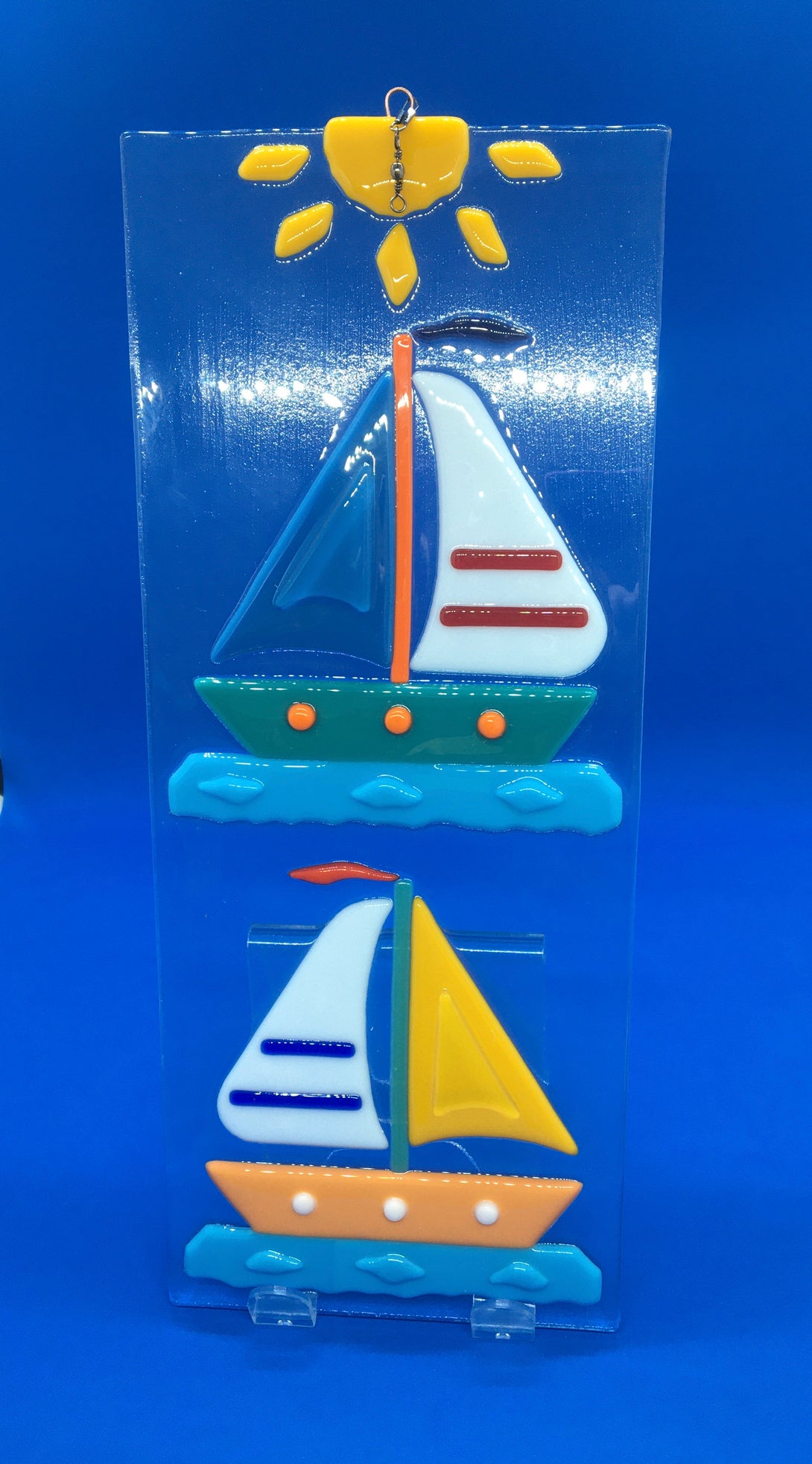 Bruce Thurston - Glass - Suncatcher, sailboats - Bruce Thurston - McMillan Arts Centre Gallery, Gift Shop and Box Office - Vancouver Island Art Gallery