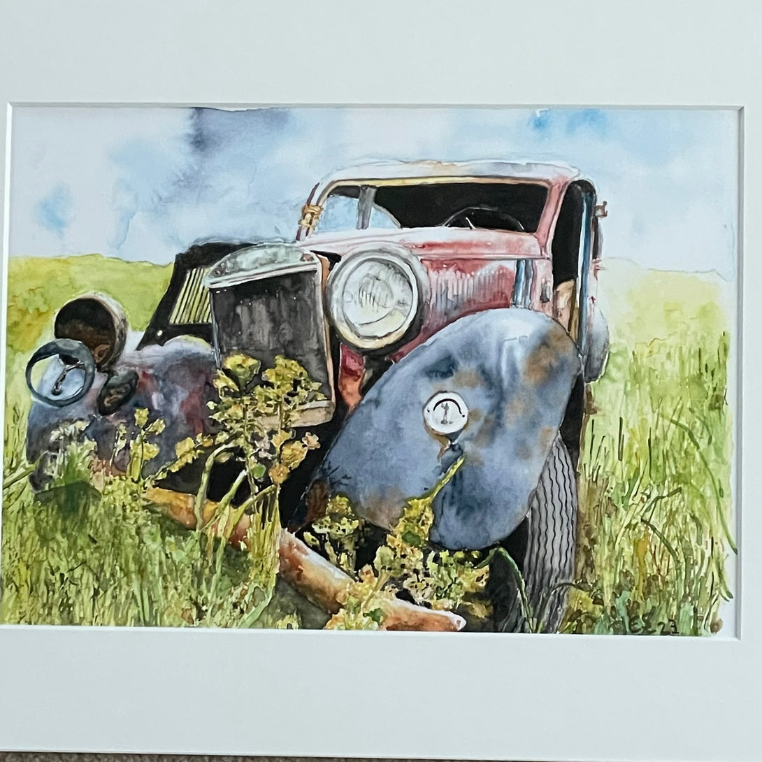 Bruce Suelzle - Print - Red Car Abandoned - Bruce Suelzle - McMillan Arts Centre Gallery, Gift Shop and Box Office - Vancouver Island Art Gallery