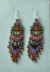 Bruce Thurston - Earrings - Beaded design, copper, green, purple, silver
