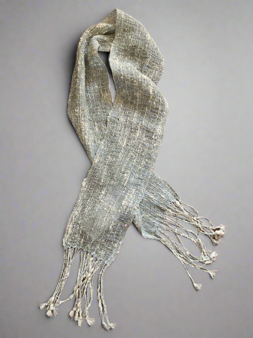 Linda Daniels - Scarf - Blue & White - cotton/silk,/acrylic/rayon -  - Fibre Art - McMillan Arts Centre & MAC Box Office