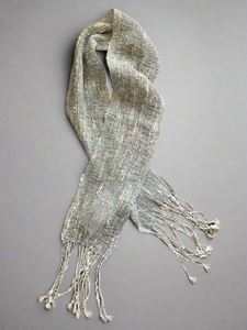 Linda Daniels - Scarf - Blue & White - cotton/silk,/acrylic/rayon -  - Fibre Art - McMillan Arts Centre & MAC Box Office