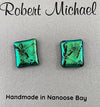 Robert Tutty - Earrings -  Dichroic glass - Rectangle