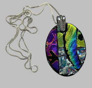 Robert Tutty - Pendant - Dichroic glass - Oval - 18" sterling silver chain -  - Jewellery - McMillan Arts Centre & MAC Box Office