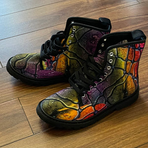 Pattiann Withapea -Canvas boot- size 7.5W by Pattiann Withapea - McMillan Arts Centre - Vancouver Island Art Gallery