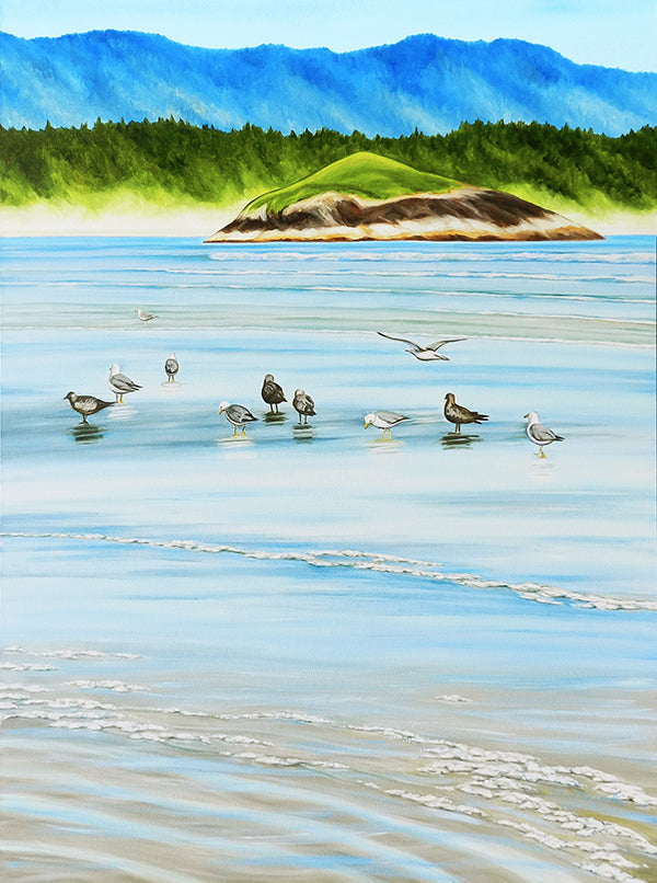Gulls on the Beach, by Sheryl Sawchuk by Sheryl Sawchuk - McMillan Arts Centre - Vancouver Island Art Gallery