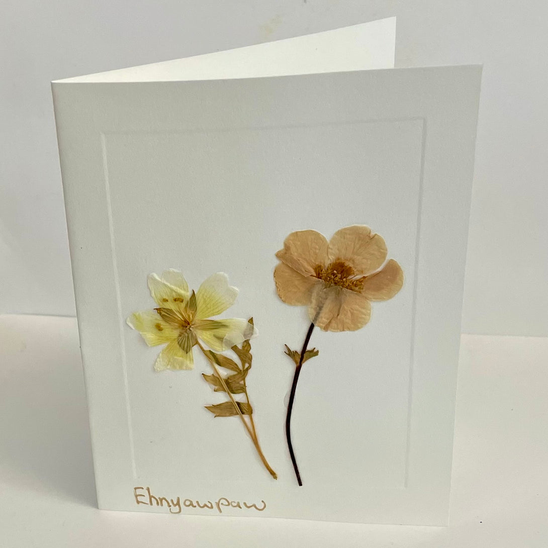 Ehnyawpaw - Card - Yellow & Peach flower - Ehnyawpaw Johdee - Card - McMillan Arts Centre & MAC Box Office