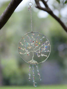 Dee Amendt - Suncatcher - Tree of Life  with sun & moon- 4" diameter, hanging length 10" - Dee Amendt - Metal Art - McMillan Arts Centre & MAC Box Office