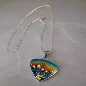 Gina Shear - Pendant -Mountain & Ocean on sterling silver chain - 18" -  - Jewellery - McMillan Arts Centre & MAC Box Office