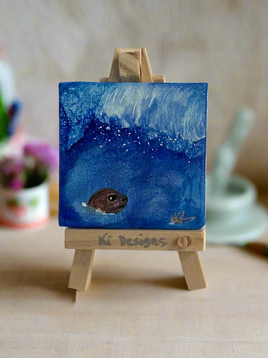 Karen Hasegawa - Mini Painting - Seal - easel included -  - Painting - McMillan Arts Centre & MAC Box Office