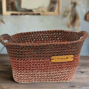 Dee Amendt - Fabric Basket - Rust - 8" x 5.5" 4.5" -  - Fibre Art - McMillan Arts Centre & MAC Box Office