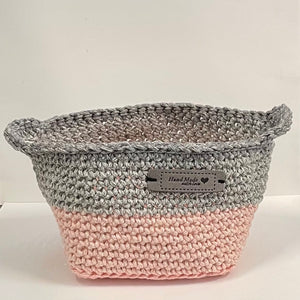 Dee Amendt - Fabric Basket - Grey & Pink -  8" x 5" x4.5" -  - Fibre Art - McMillan Arts Centre & MAC Box Office