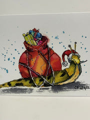 Load image into Gallery viewer, Carla Flegel - Christmas Card -""Look Forward to a Slow Steady Season" Christmas Snail - Carla Flegel -  - McMillan Arts Centre &amp; MAC Box Office