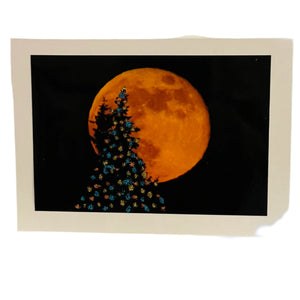 Jane Davidson - Christmas Card - Full Moon behind Christmas tree