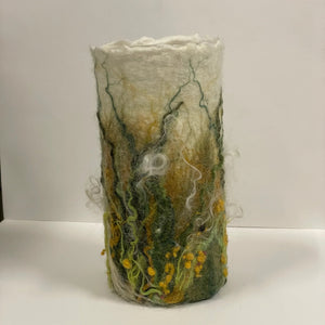 Darrell Giraldeau - Fibre Art - Felted vase with glass insert