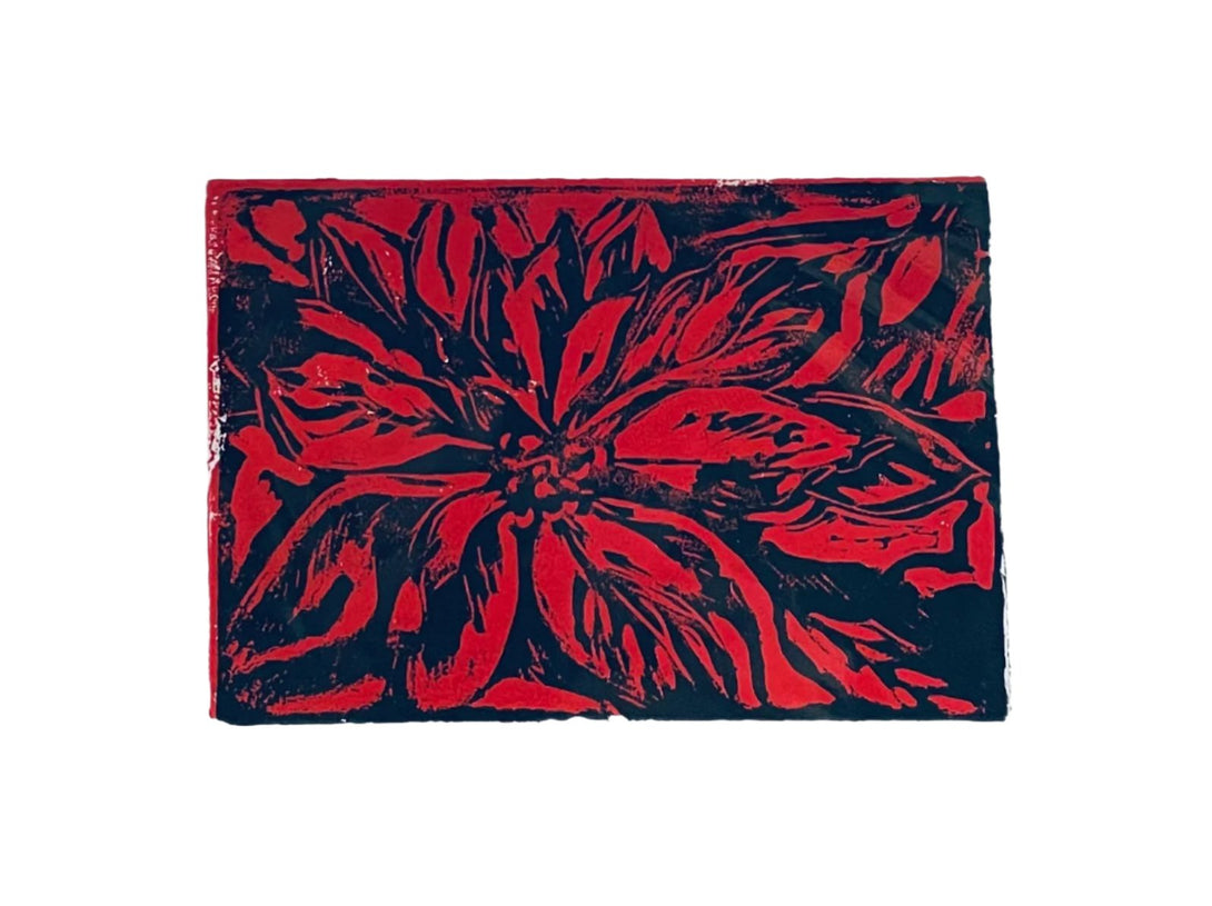 Dianne Mercredi - Christmas Card - Poinsettia, handprinted card -  - Card - McMillan Arts Centre & MAC Box Office