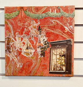 Mavis Pareis - Collage - Ghosts of Christmas Past  12" x 12" -  - Collage - McMillan Arts Centre & MAC Box Office