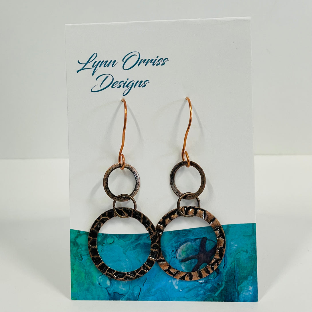 Lynn Orriss - Earrings -  Circles on copper hooks -  - Jewellery - McMillan Arts Centre & MAC Box Office