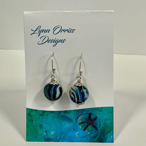 Lynn Orriss - Earrings - Blue swirl ball, small -  - Jewellery - McMillan Arts Centre & MAC Box Office