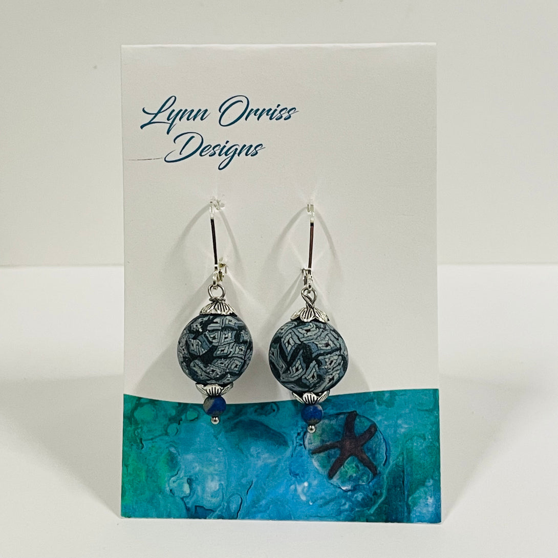 Lynn Orriss - Earrings - Blue denim ball, medium -  - Jewellery - McMillan Arts Centre & MAC Box Office