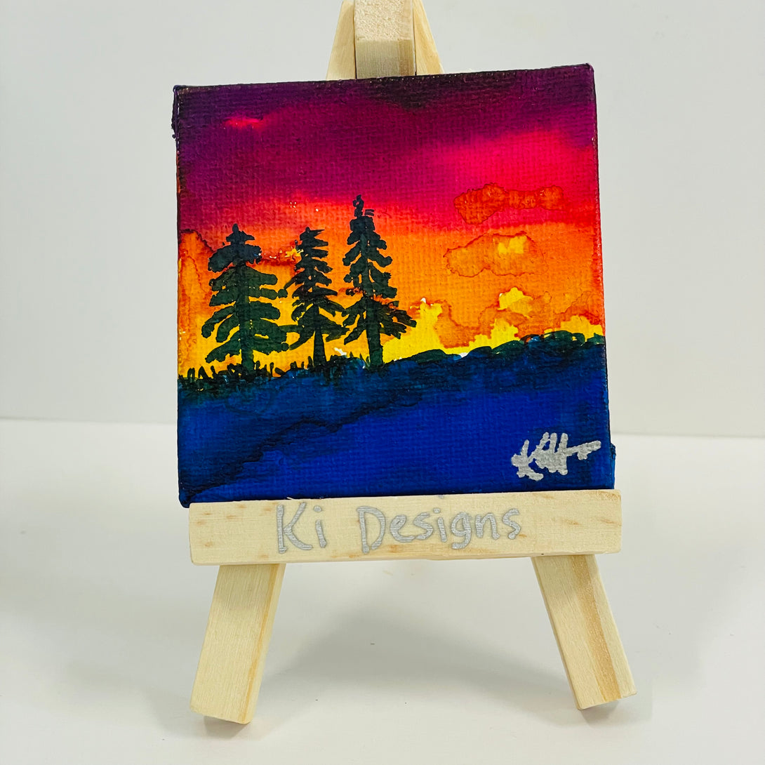 Karen Hasegawa - Mini Painting - Tree Silhouette - easel included