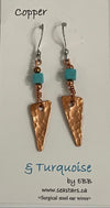 Elaine Bohm - Earrings - Copper with turquoise - Surgical Steel Wire