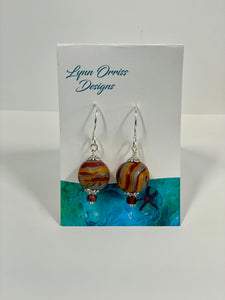 Lynn Orriss - Earrings - Rust, gold & grey - large ball