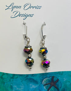 Lynn Orriss - Earrings - Rainbow crystal - two beads