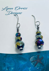 Lynn Orriss - Earrings - Rainbow crystal - 3 beads