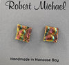 Robert Tutty - Earrings -  Dichroic glass - Square