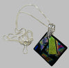 Robert Tutty - Pendant - Dichroic glass-  Diamond shape - 18" sterling silver chain