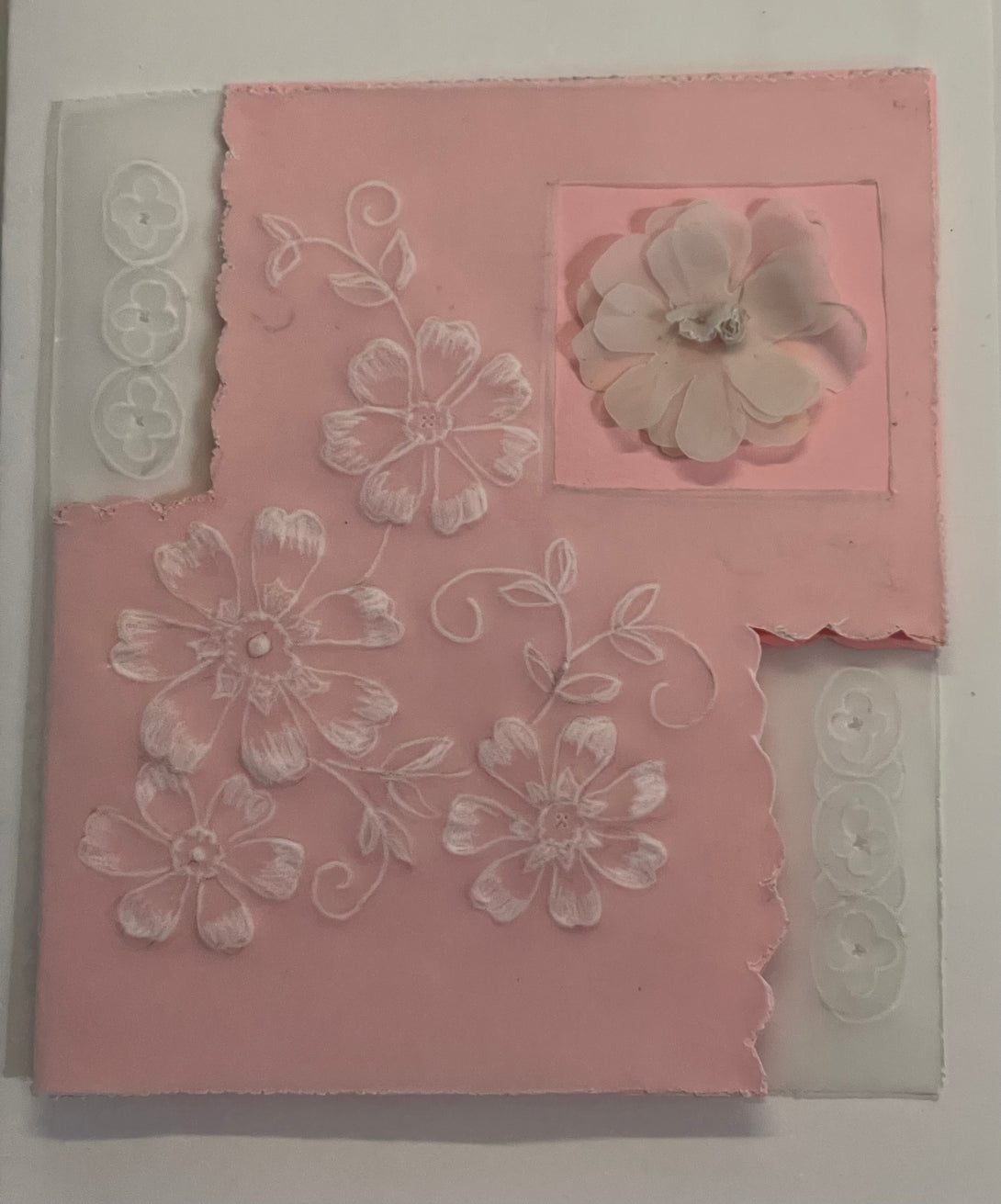 Penny Marshall - Card-  Shear Flowers on pink