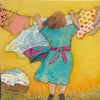 Fay St. Marie - Acrylic & Collage - Sunny Breezy Washing Day - 6" x 6"