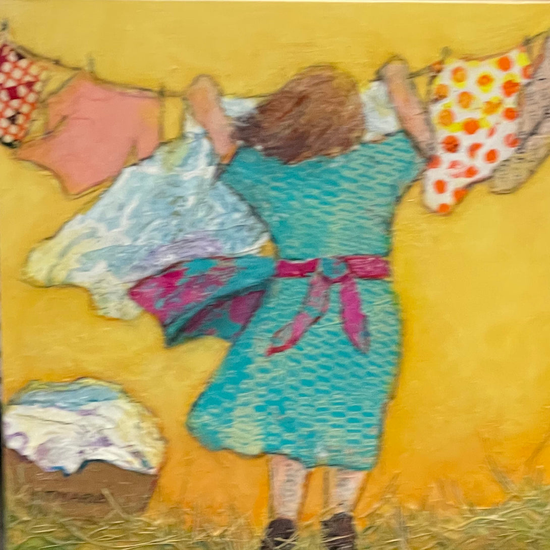 Fay St. Marie - Acrylic & Collage - Sunny Breezy Washing Day - 6