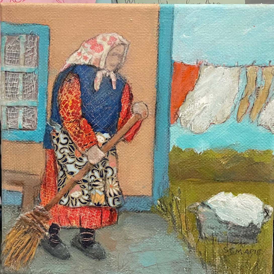 Fay St. Marie - Acrylic & Collage -Laundry Day - 6