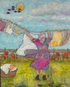 Fay St. Marie - Acrylic & Collage - A Prairie Washing Day - 10" x 8"