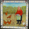 Fay St. Marie - Acrylic & Thread on Canvas  - Baba Feeding Chicken #2 - 10" x 10"