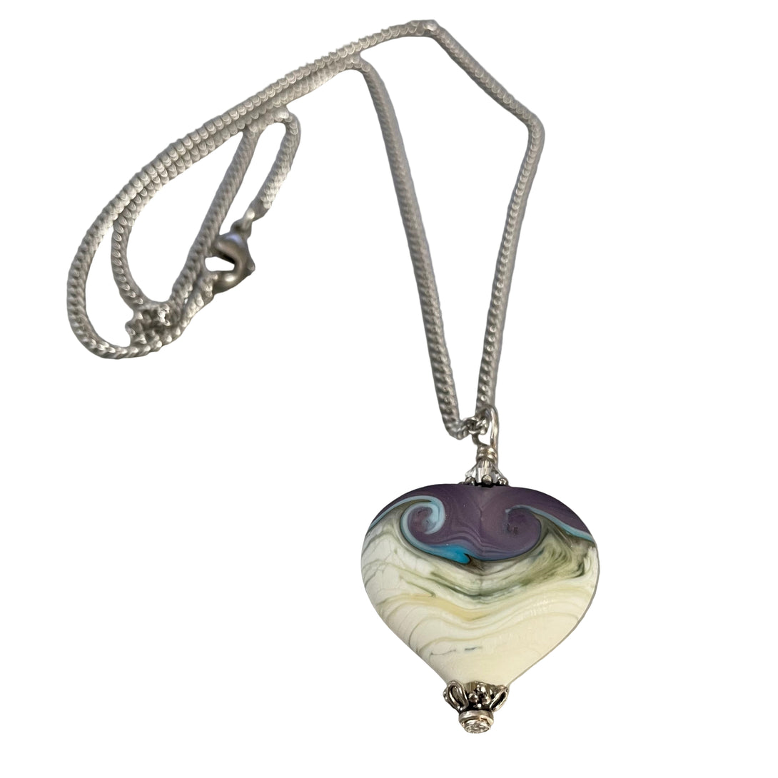 Garry White (Glass in Motion) - Necklace - Lampwork pendant - Heart shape- 18