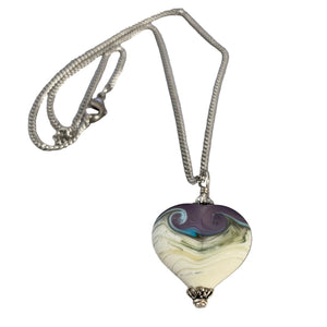 Garry White (Glass in Motion) - Necklace - Lampwork pendant - Heart shape- 18" chain