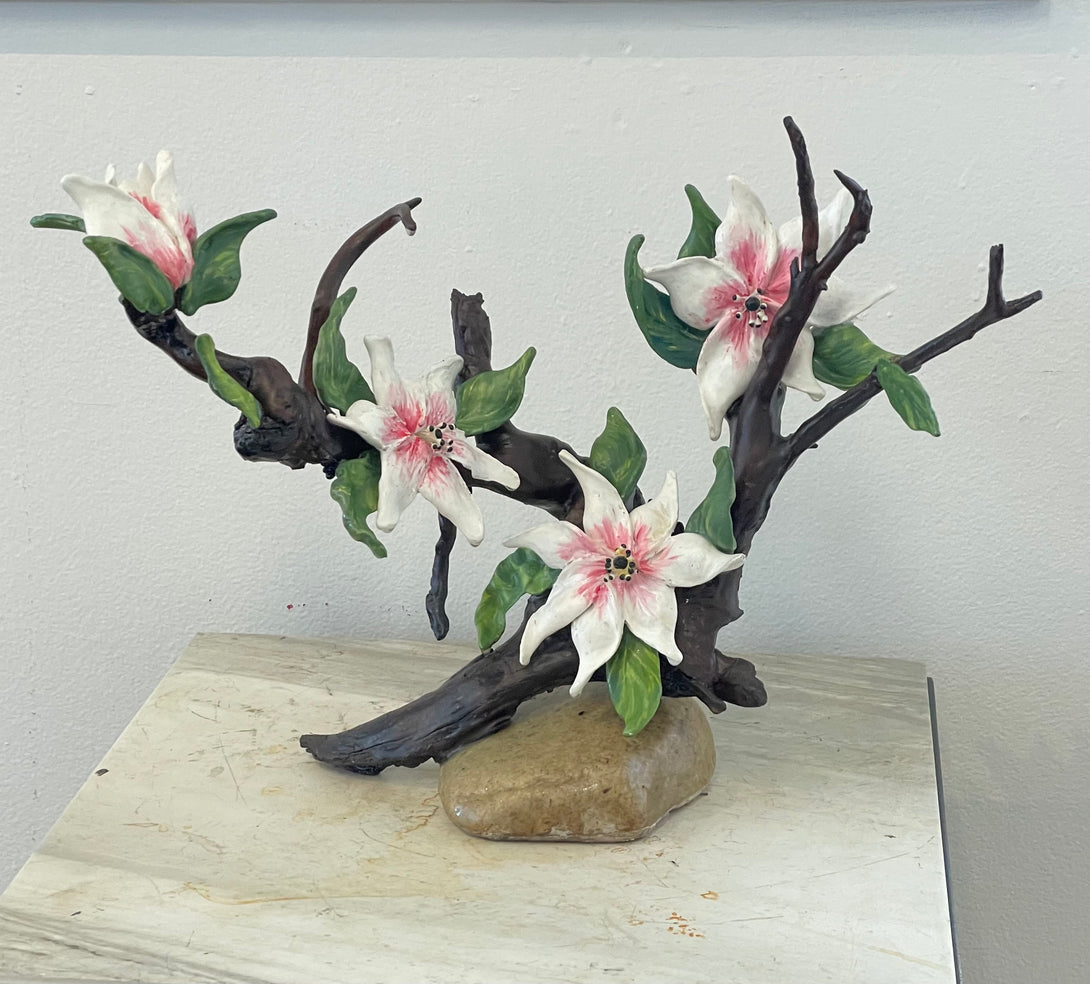 Penny Marshall - Mixed Media -White Flowers
