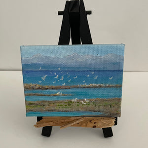 Lynn Orriss - Mini Painting - "Estuary"  2" x 3" - easel included
