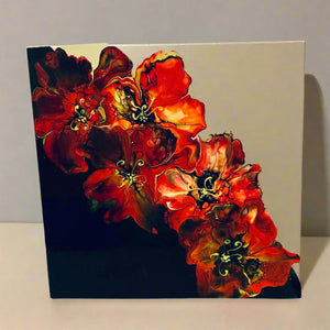 Diana Lockwood - Acrylic Pour - Flowers - 12" x 12"