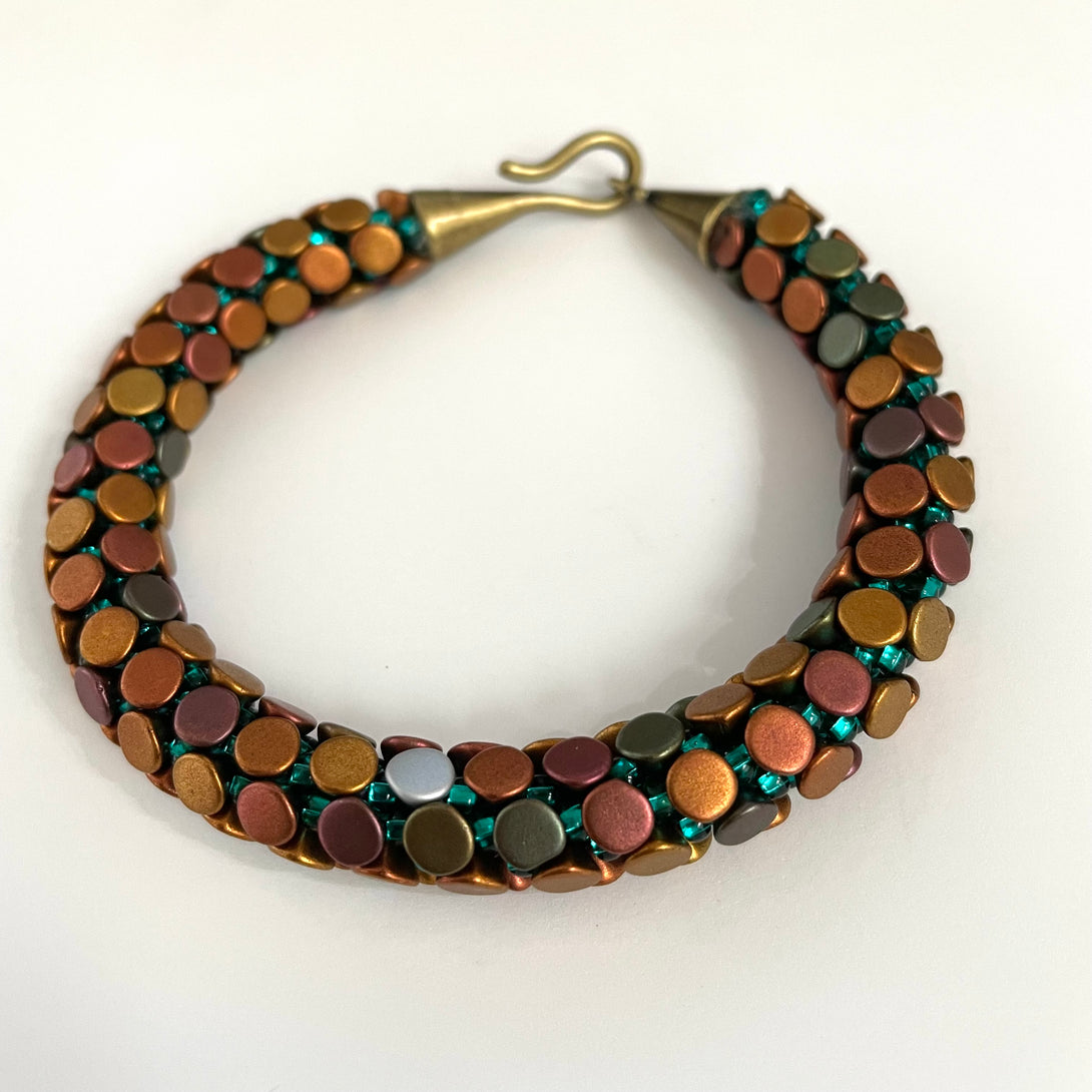 Diana Lockwood - Bracelet - Kimihimo - Copper/Brass/Silver - hook clasp
