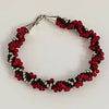 Diana Lockwood - Bracelet - Kimihimo - Red/Black/Silver - hook clasp