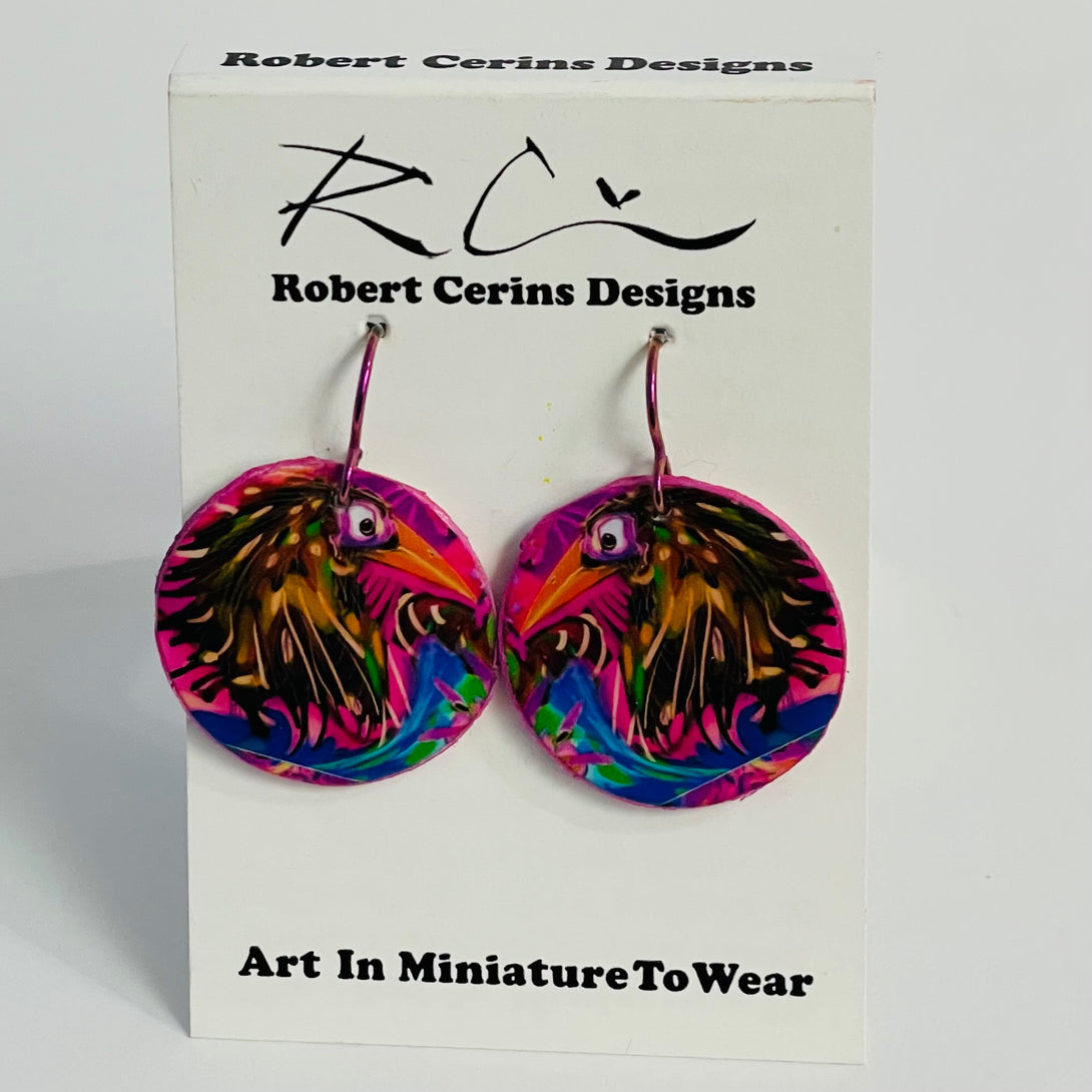 Robert Cerins - Earrings - Circle - Bird