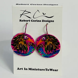 Robert Cerins - Earrings - Circle - Bird