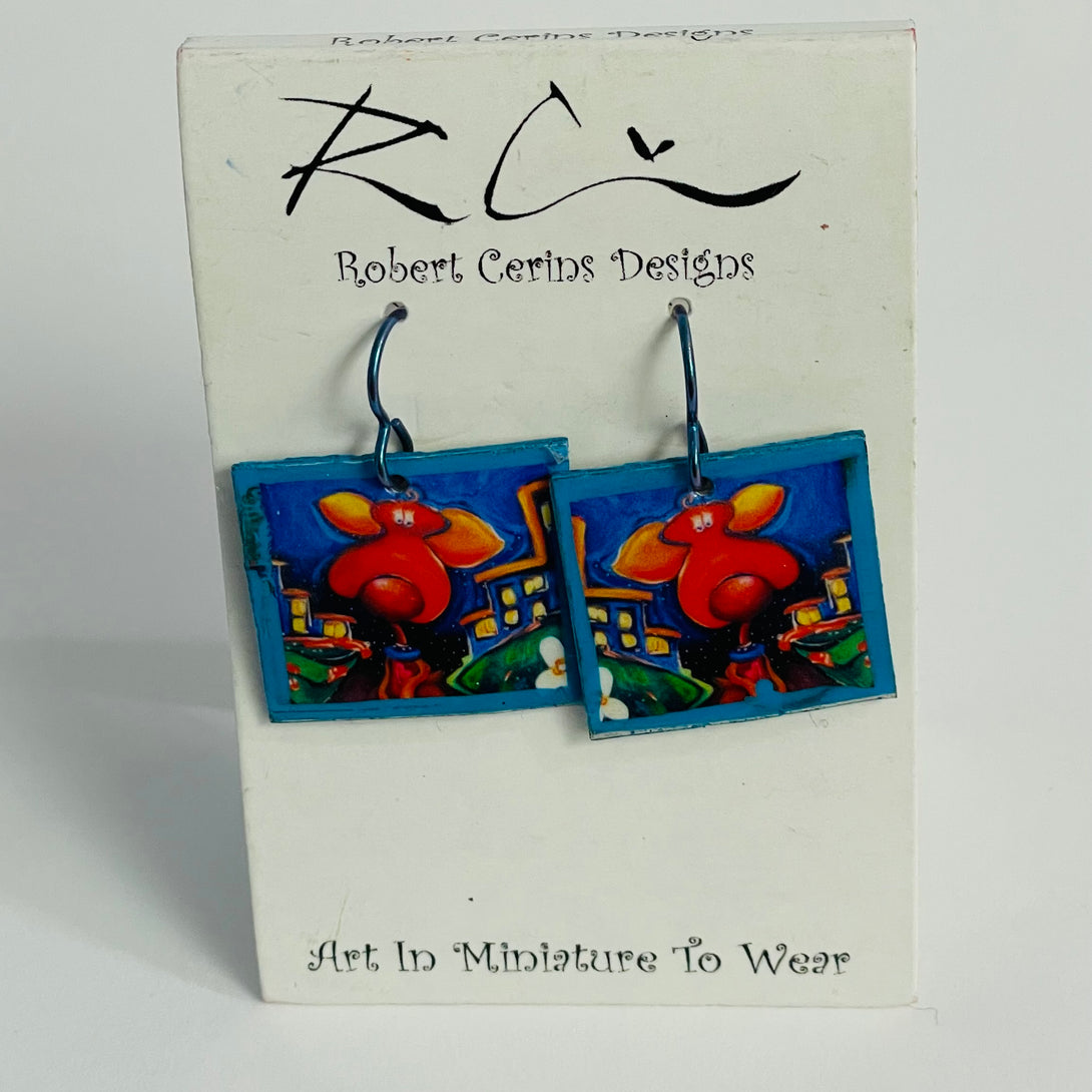 Robert Cerins - Earrings - Square - Dog Face
