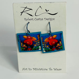 Robert Cerins - Earrings - Square - Dog Face